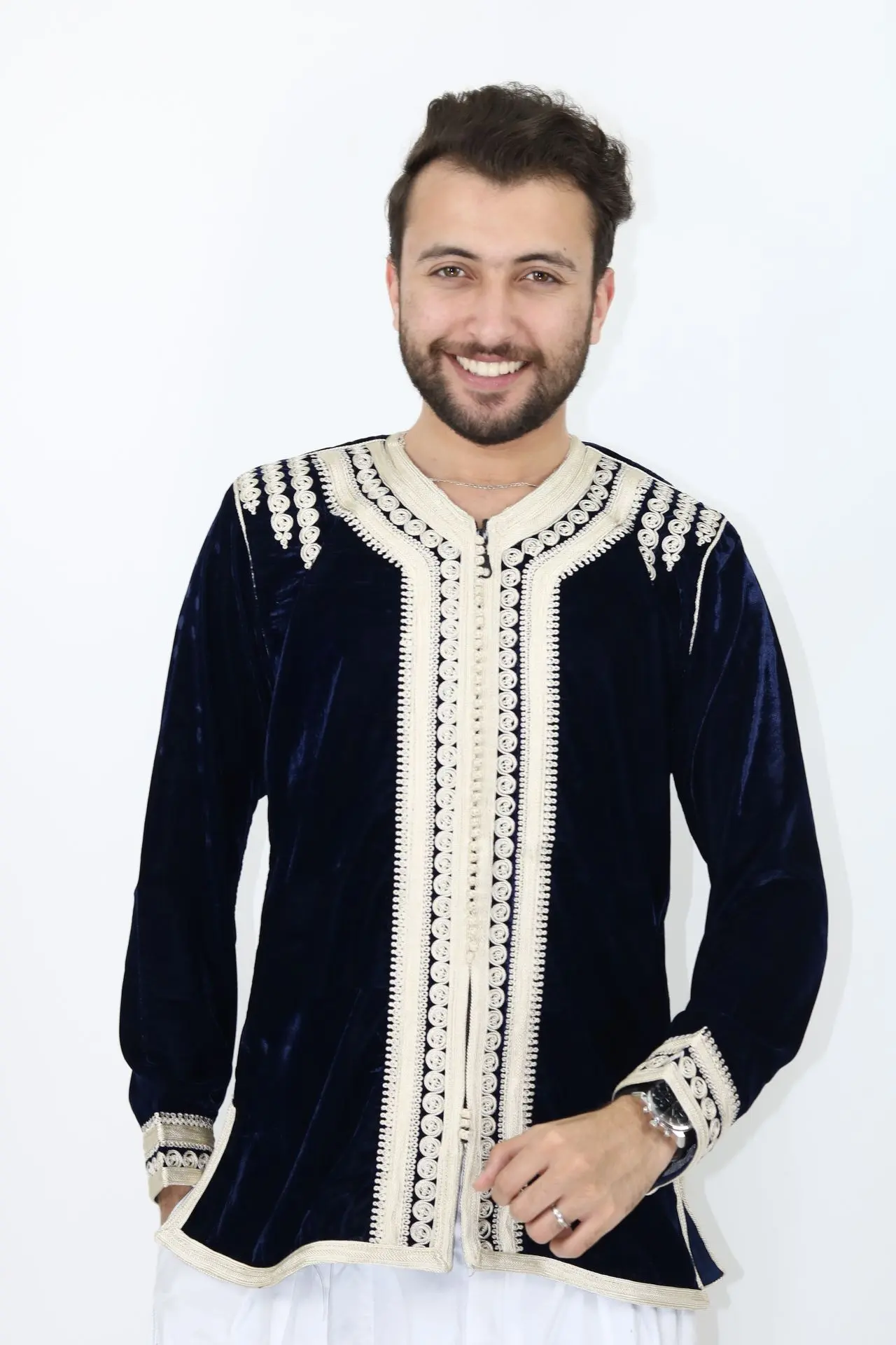 Velvet Moroccan Jacket for Men - Traditional Wholesale Clothing for Export